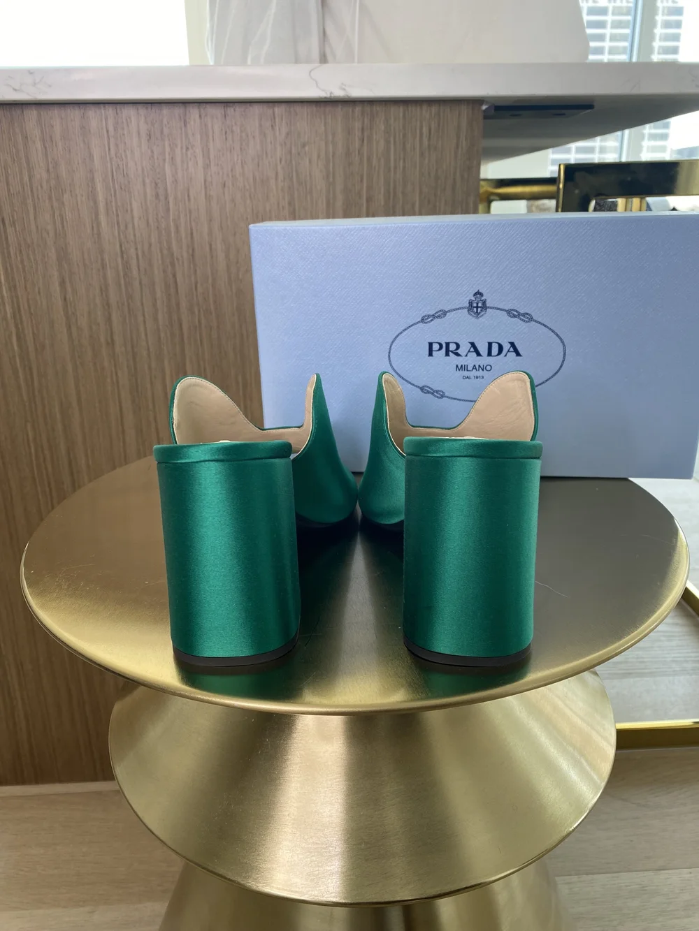 PRADA MULE - GREEN SATIN - SIZE 40 EU — Olori Swank